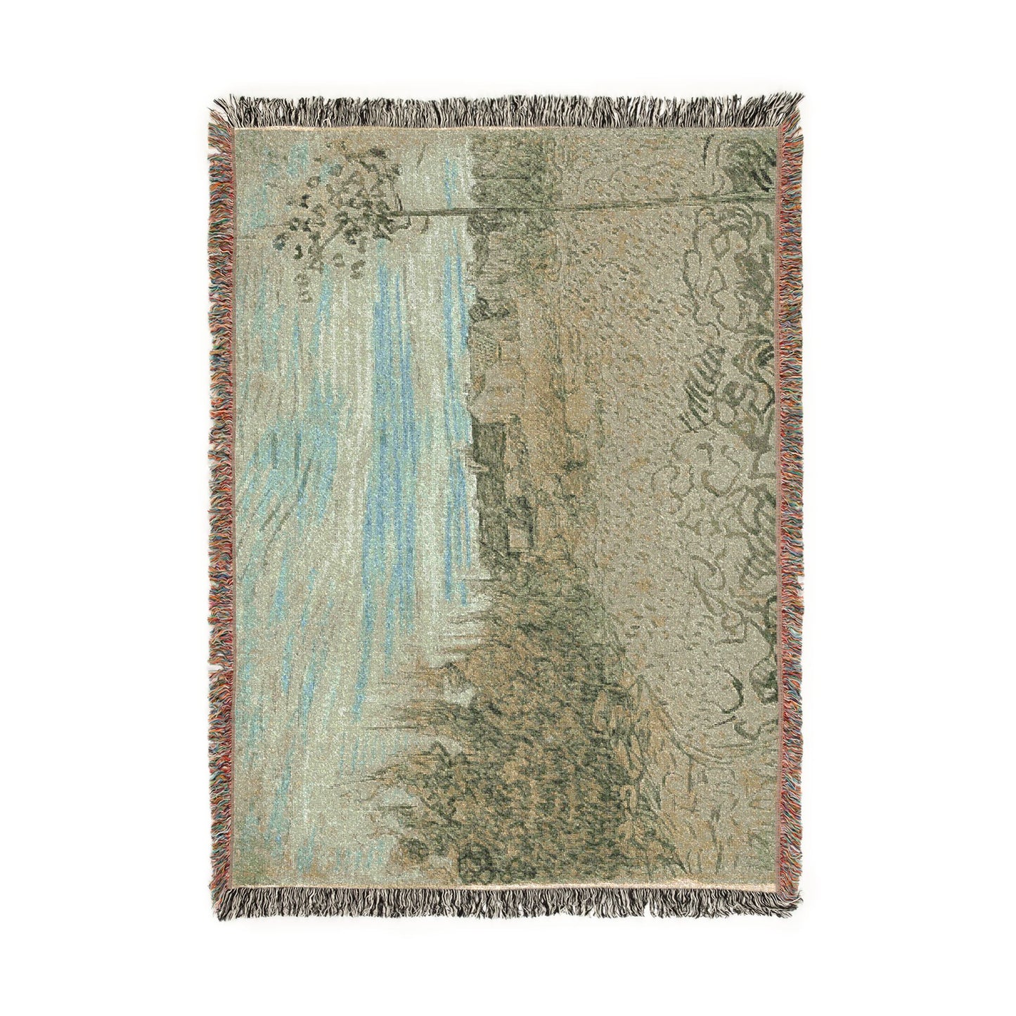 Vincent van Gogh - Cottages with a Woman Working in the Middle Ground | Woven Tapestry Blanket