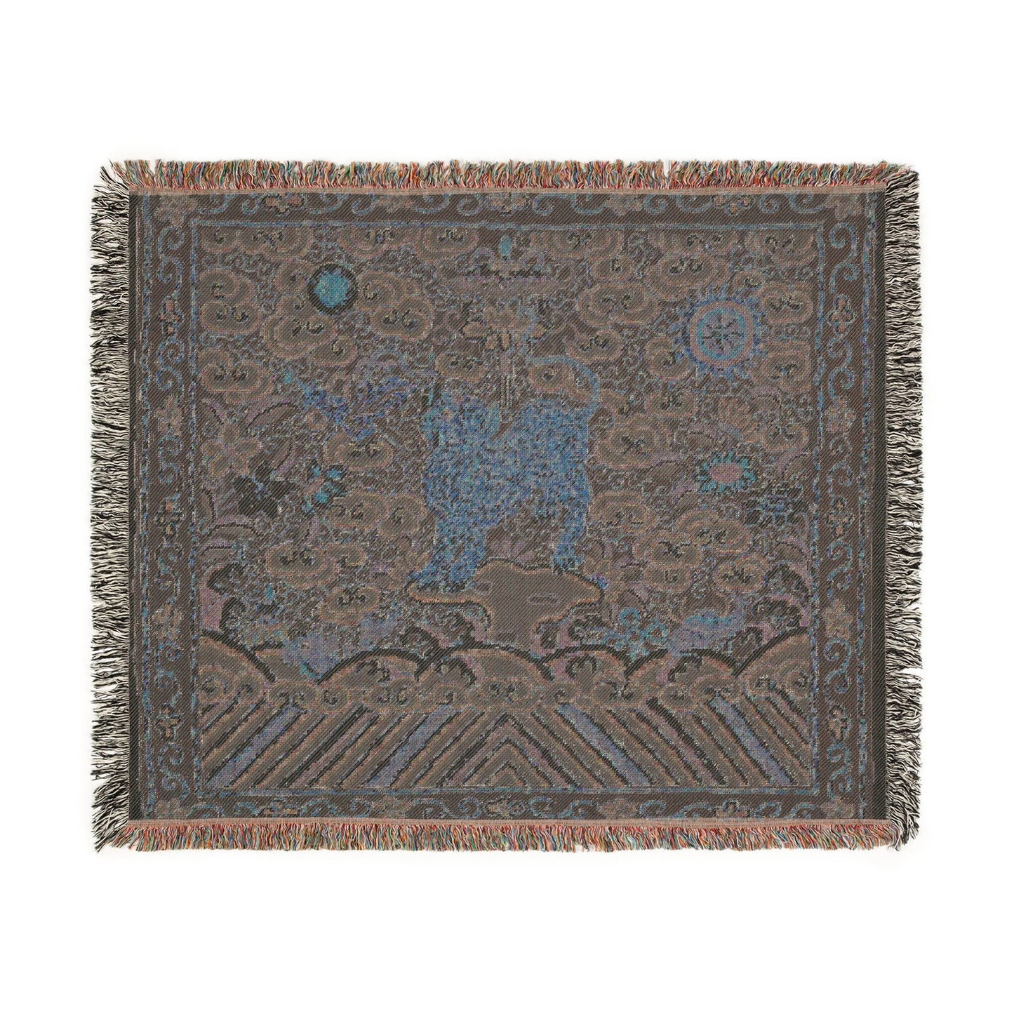 143_rank-badge-with-tiger | Woven Tapestry Blanket