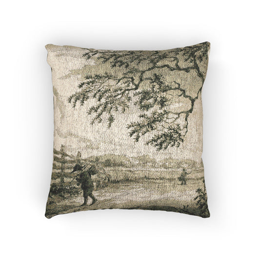 Figures with Baskets on a Road (style of Jacob van Ruisdael) Woven Pillow