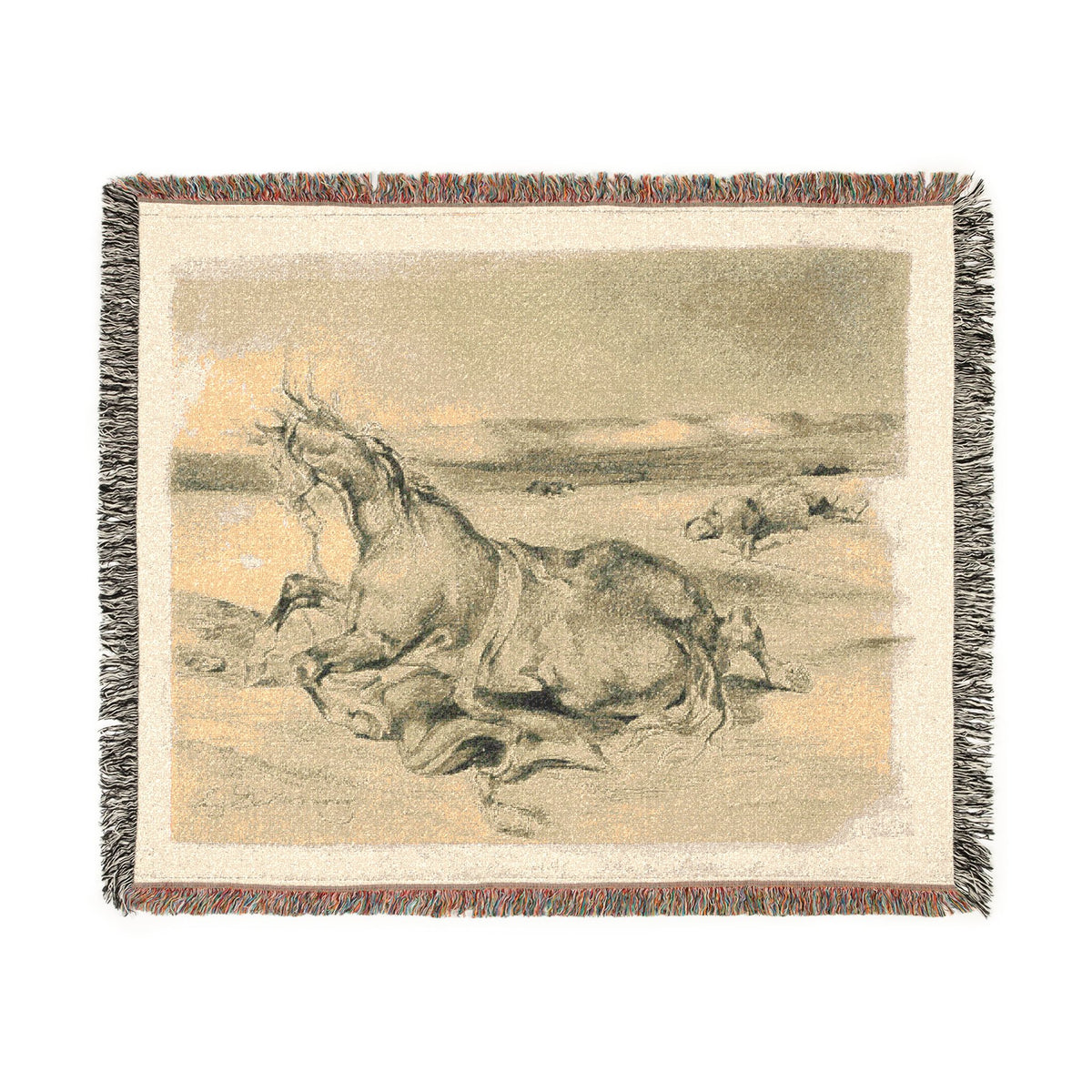 Fallen Horse and Dead Knight — Delacroix Tapestry Blanket