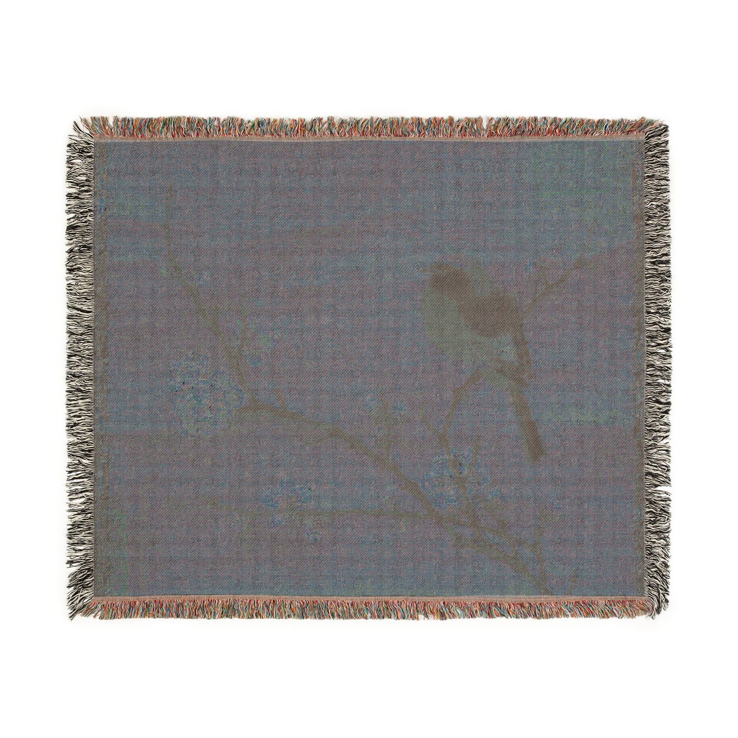 069_bird-on-a-flowering-branch | Woven Tapestry Blanket