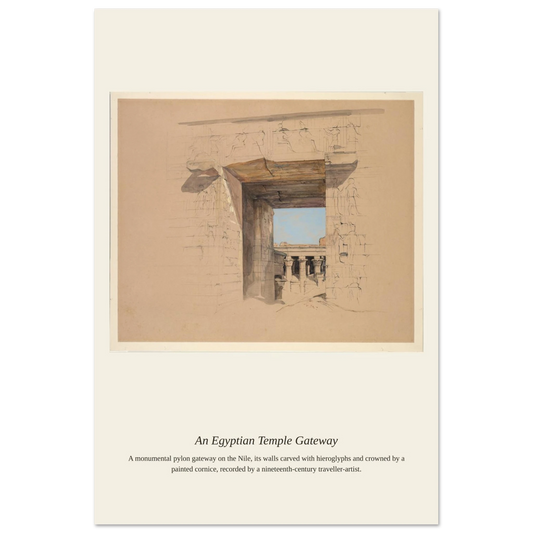 An Egyptian Temple Gateway — antique architectural print, detail