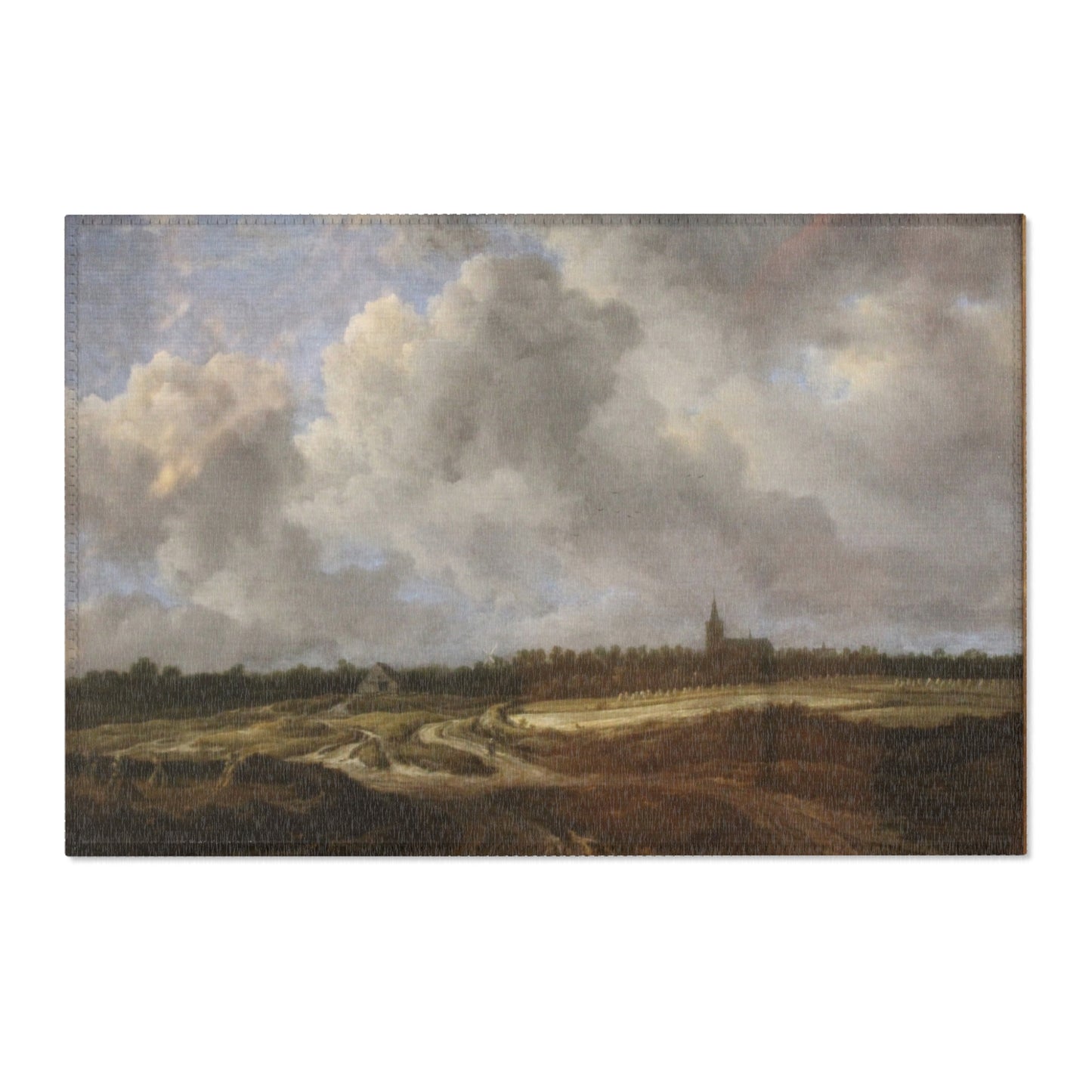 Dresden, Gemäldegalerie Alte Meister, Jacob van Ruisdael, ein Walddorf hinter Dünen | Area Rug
