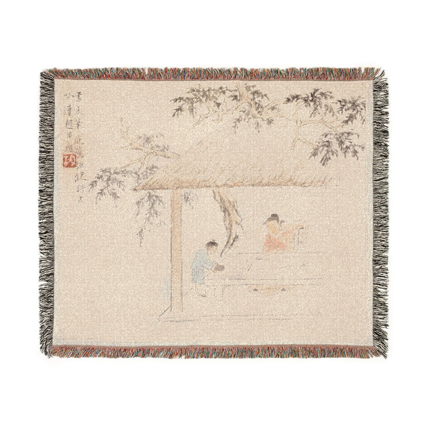 118_a-scholar-at-a-table-with-a-servant | Woven Tapestry Blanket