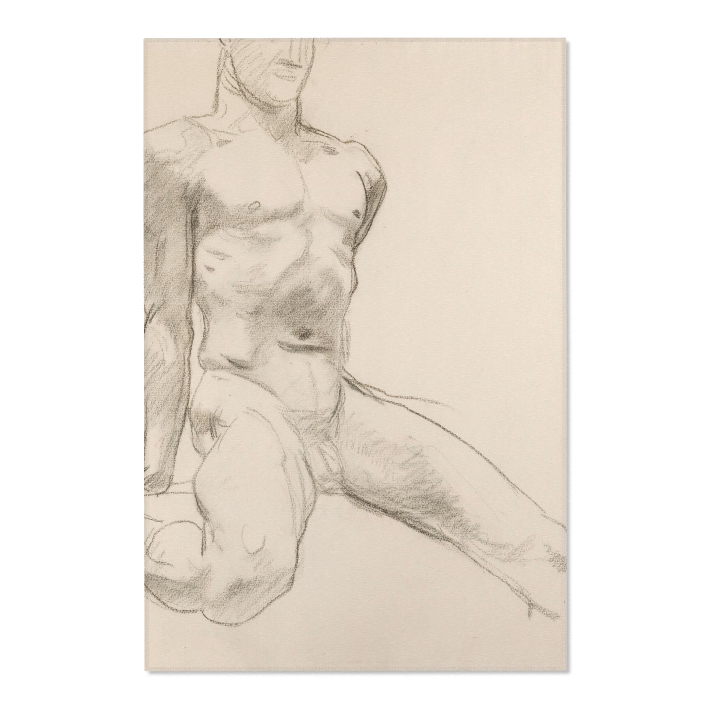 John Singer Sargent - Seated Male Nude with Extended Leg (recto); Sketch of Kneeling Male Nude and Divided Circle (verso | Area Rug