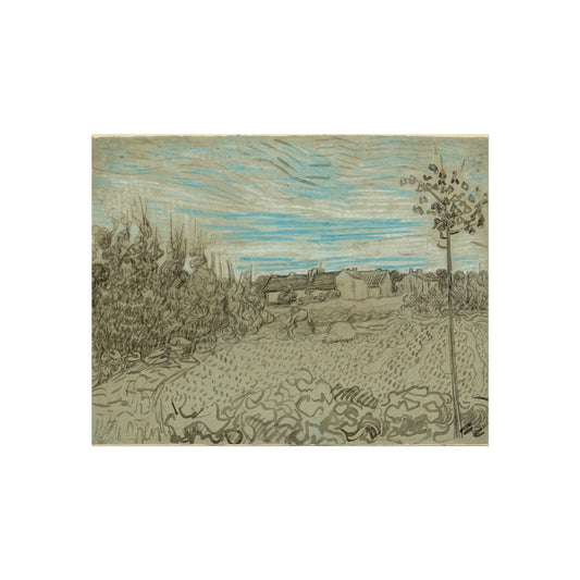 Cottages with a Woman Working in the Middle Ground — Vincent van Gogh Fine Art Poster