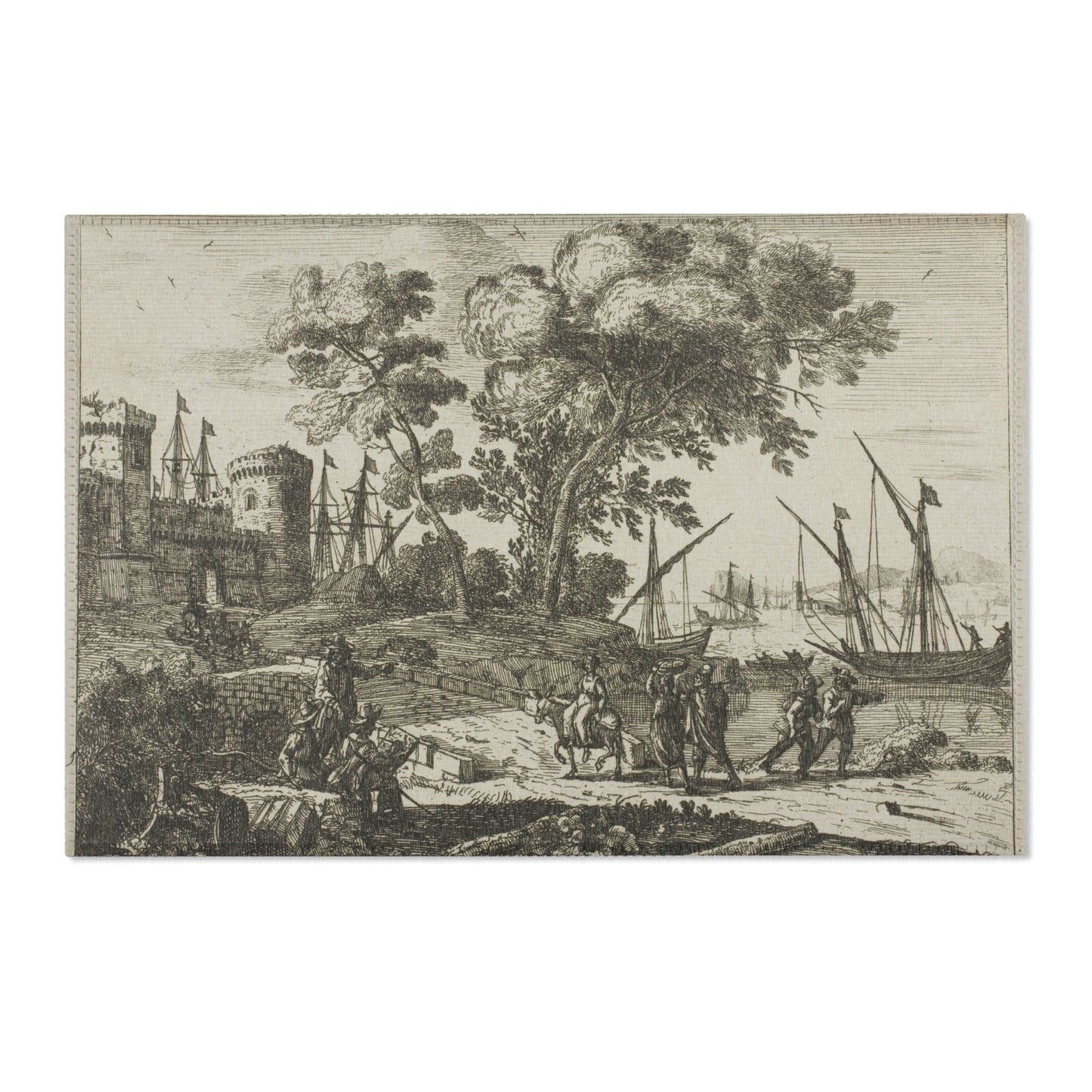 Claude Lorrain - Coast Scene with an Artist Drawing | Area Rug