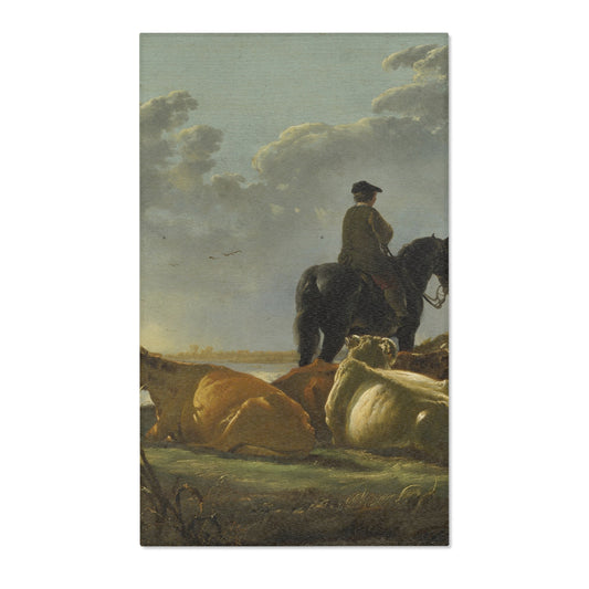 Peasants with Four Cows by the River Merwede — Cuyp Area Rug