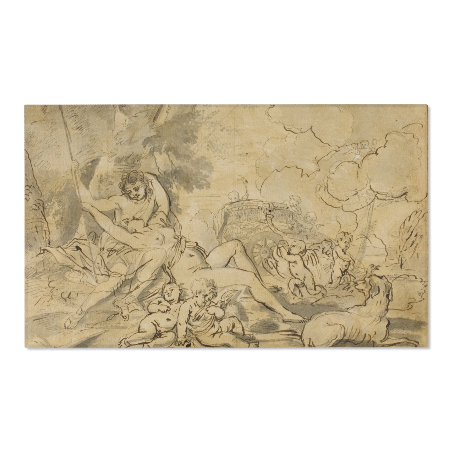 Nicolas Poussin - Figures, Chariot and Dog | Area Rug