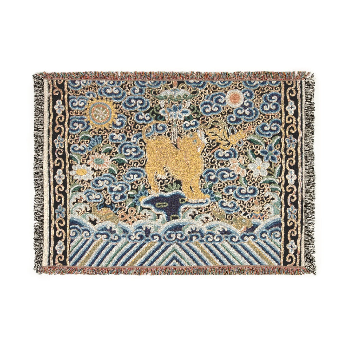 143_rank-badge-with-tiger | Woven Tapestry Blanket