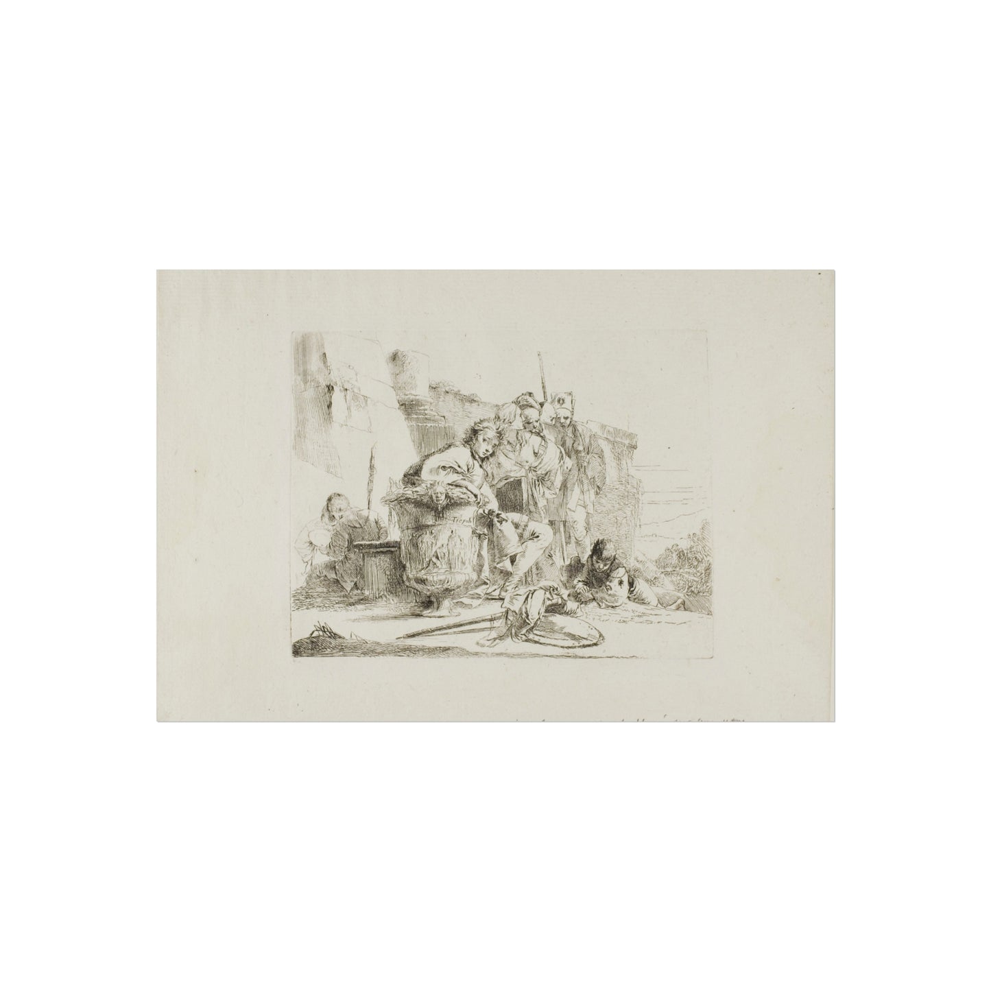 Giovanni Battista Tiepolo - Seated Youth Leaning Against an Urn, from Capricci | Fine Art Poster