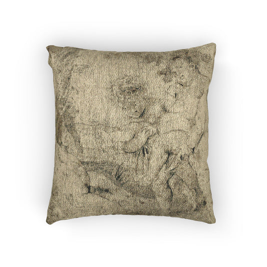 Young Bacchus and Companions — Anthony van Dyck Woven Pillow