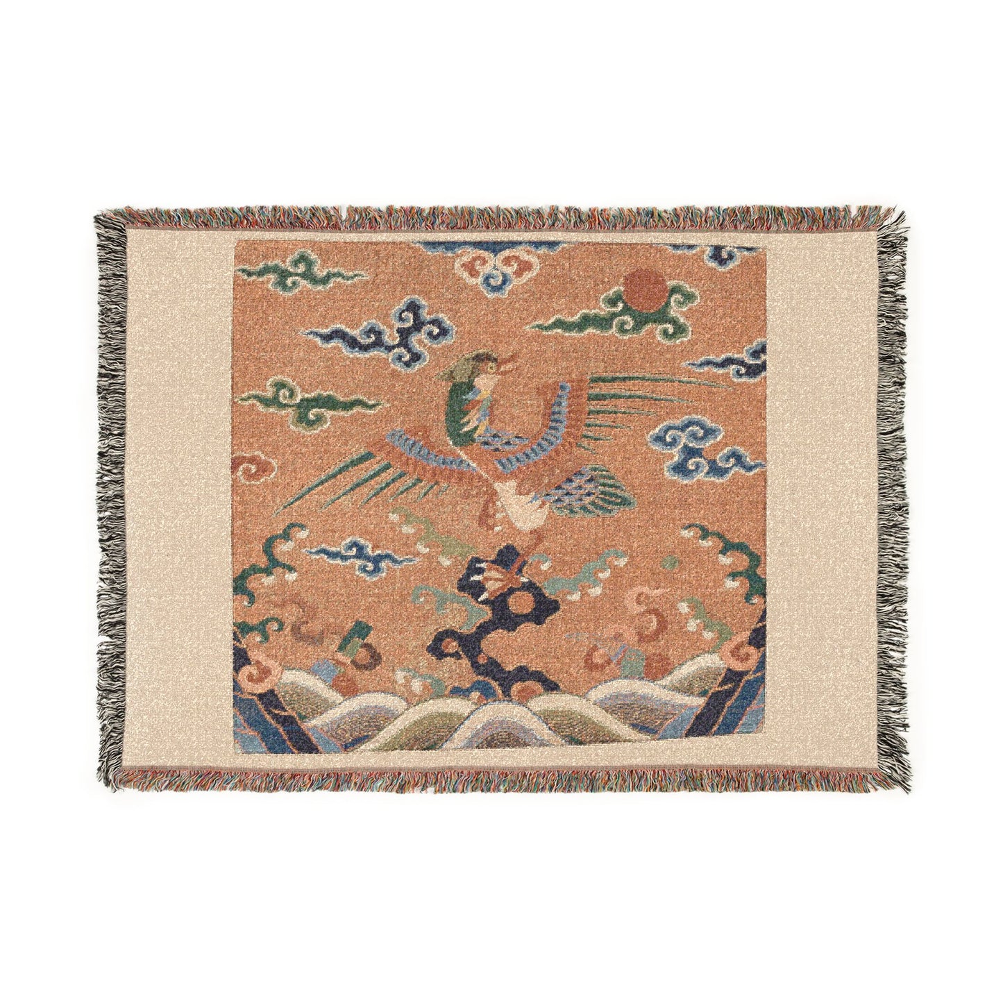 142_rank-badge-with-mandarin-duck | Woven Tapestry Blanket