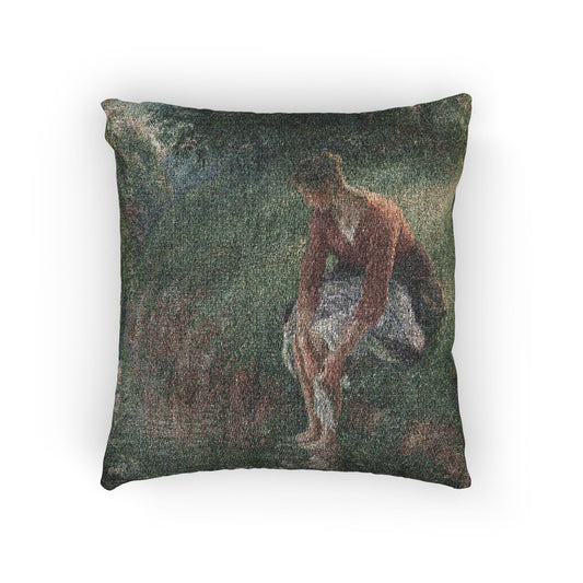 Woman Bathing Her Feet in a Brook — Pissarro Pillow