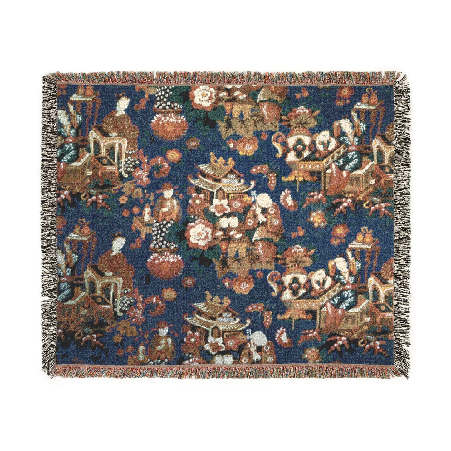 002_a-chinese-tea-party-furnishing-fabric | Woven Tapestry Blanket