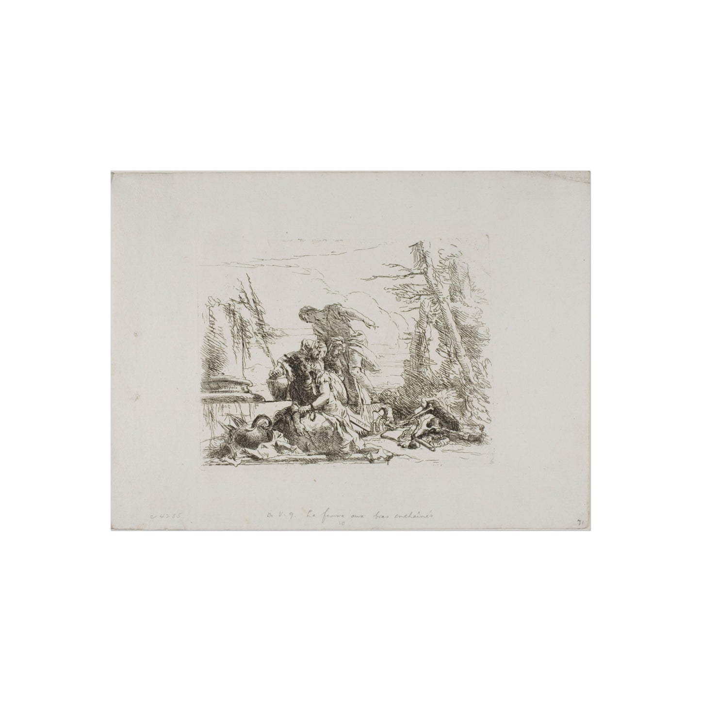 Giovanni Battista Tiepolo - A Woman with her Arms in Chains and Four Other Figures, from Capricci | Fine Art Poster