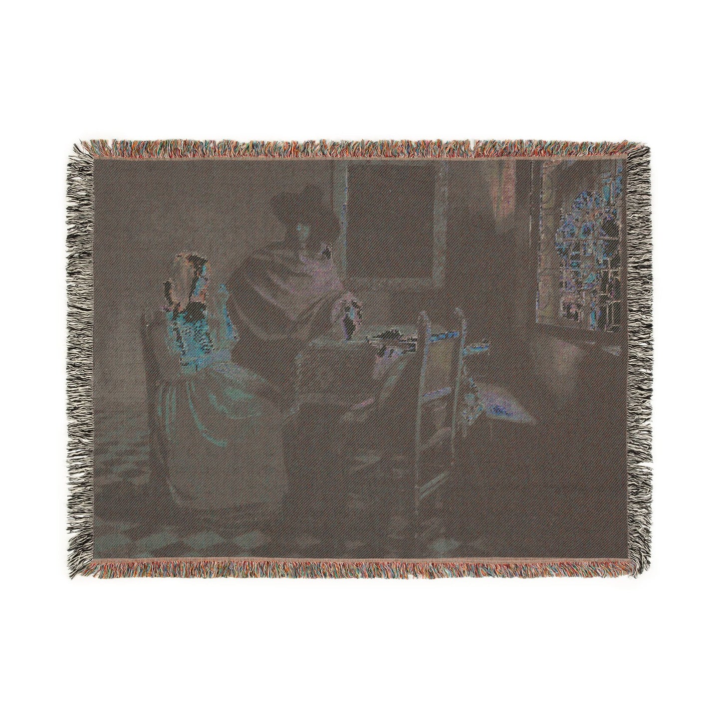 Jan Vermeer van Delft - The Glass of Wine - Google Art Project | Woven Tapestry Blanket