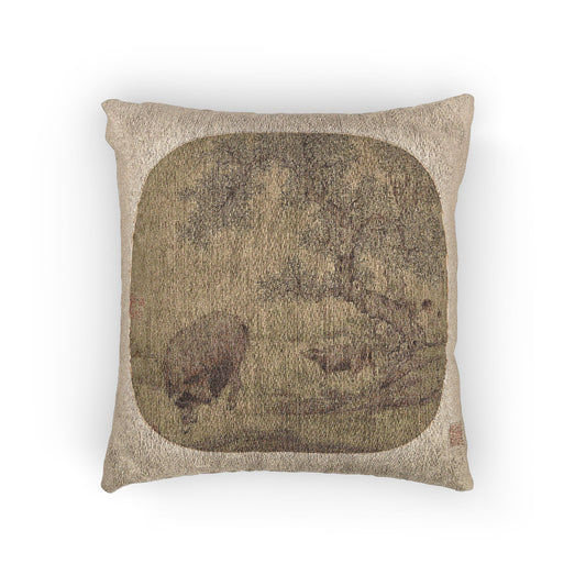 Man Buffalo and Calf Pillow