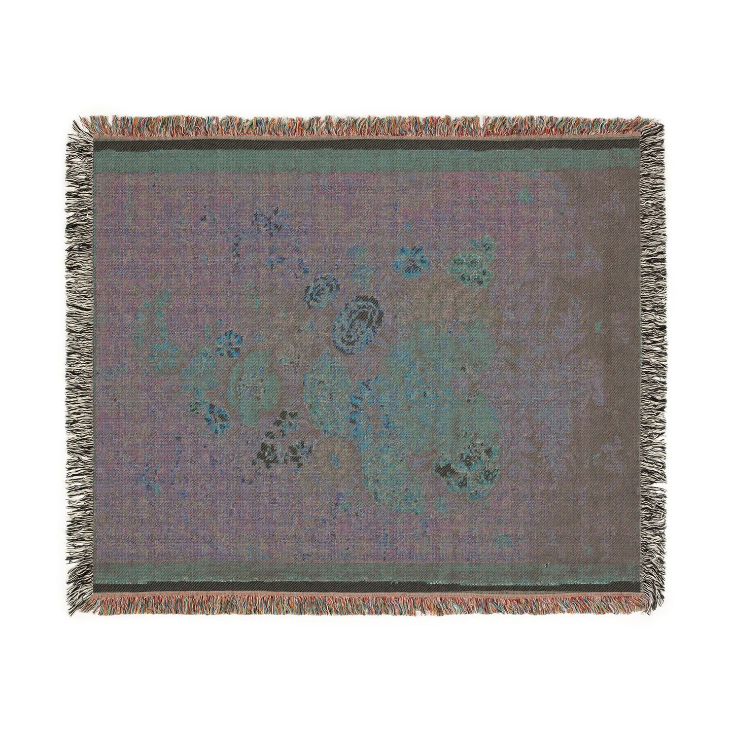 Still Life: Bouquet of Flowers Emerging from the Grass Woven Throw Blanket