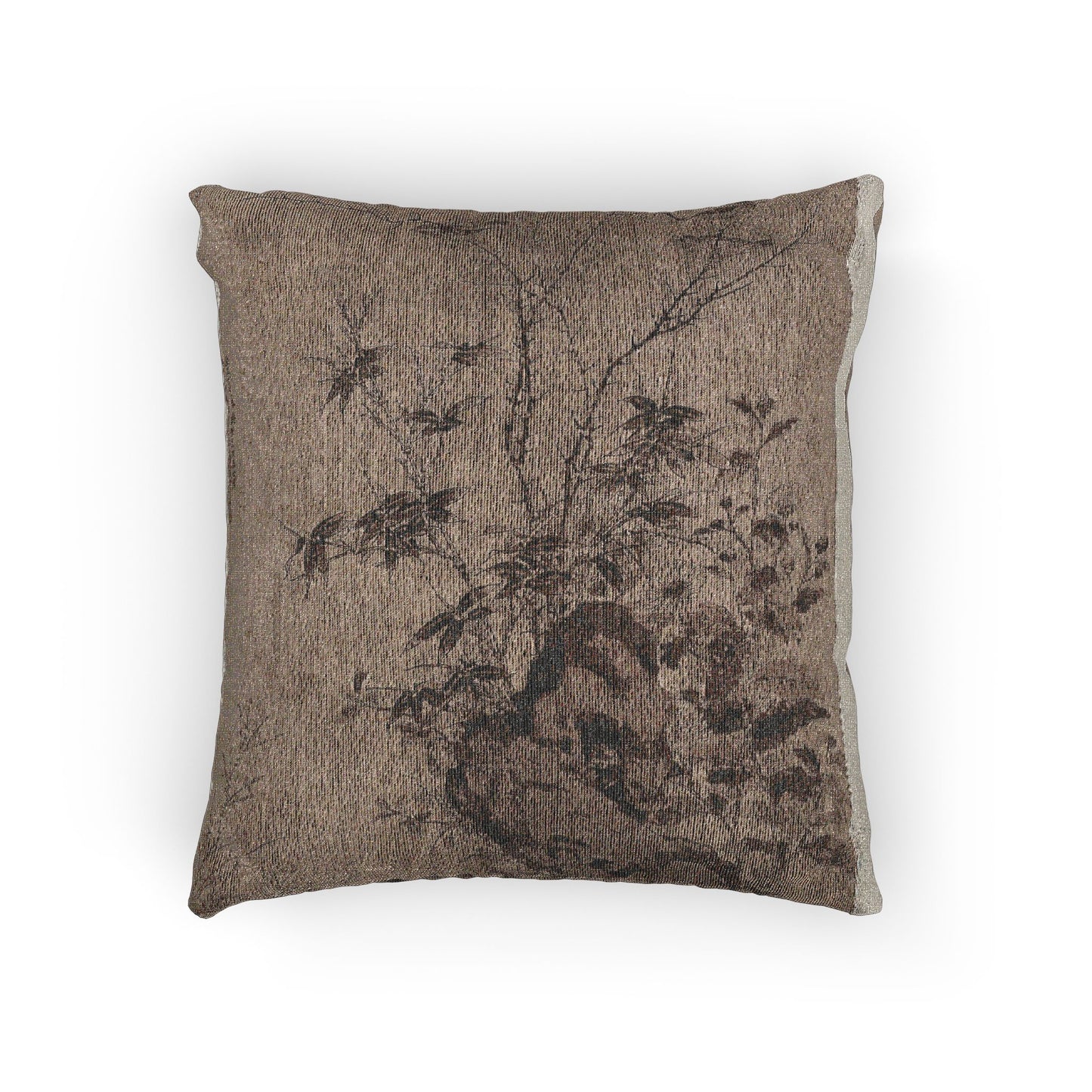Quails and Sparrows in an Autumn Scene Woven Pillow