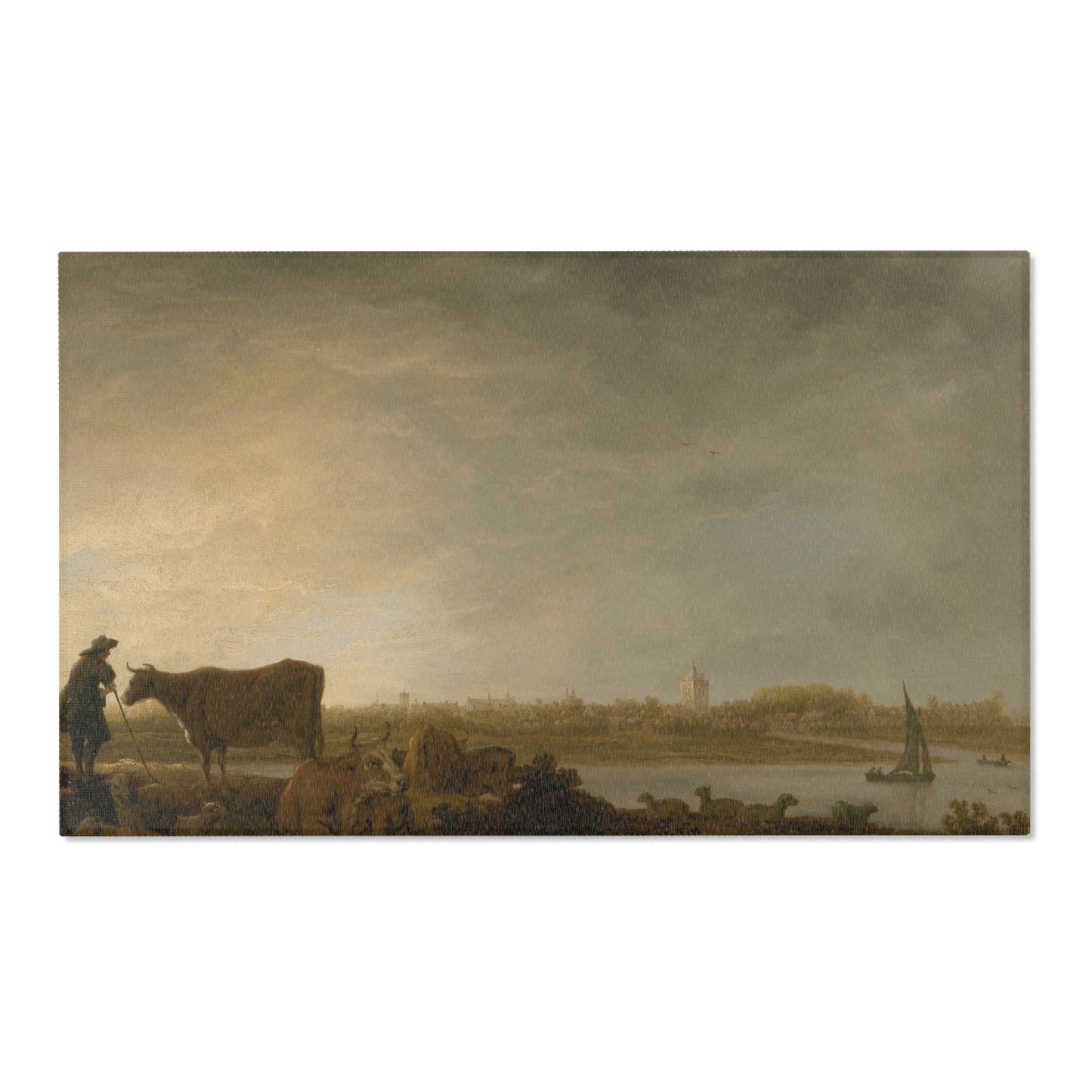 Aelbert Cuyp - A View of Vianen with a Herdsman and Cattle by a River | Area Rug