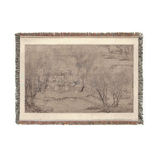 New Year's Day in a Village at Stone Lake Tapestry Blanket
