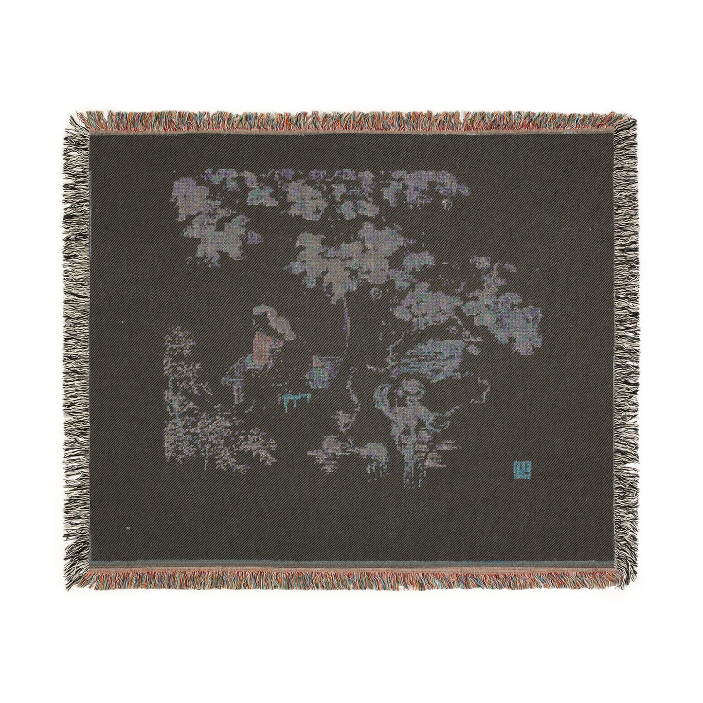 117_two-women-with-needlework-in-a-garden | Woven Tapestry Blanket