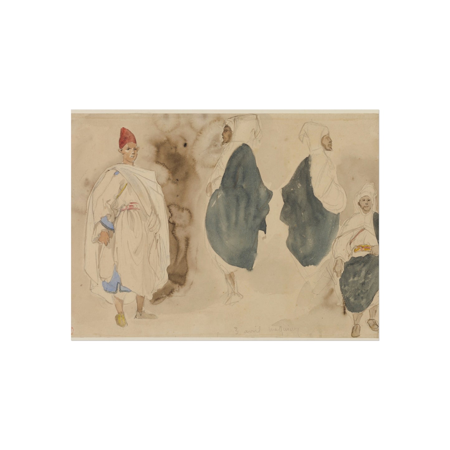 Eugène Delacroix - Four Sketches of Arab Men | Fine Art Poster