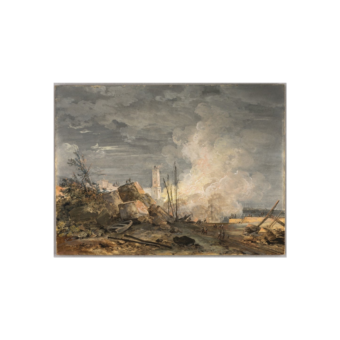 Louis Gabriel Moreau - Fire in the Port | Fine Art Poster