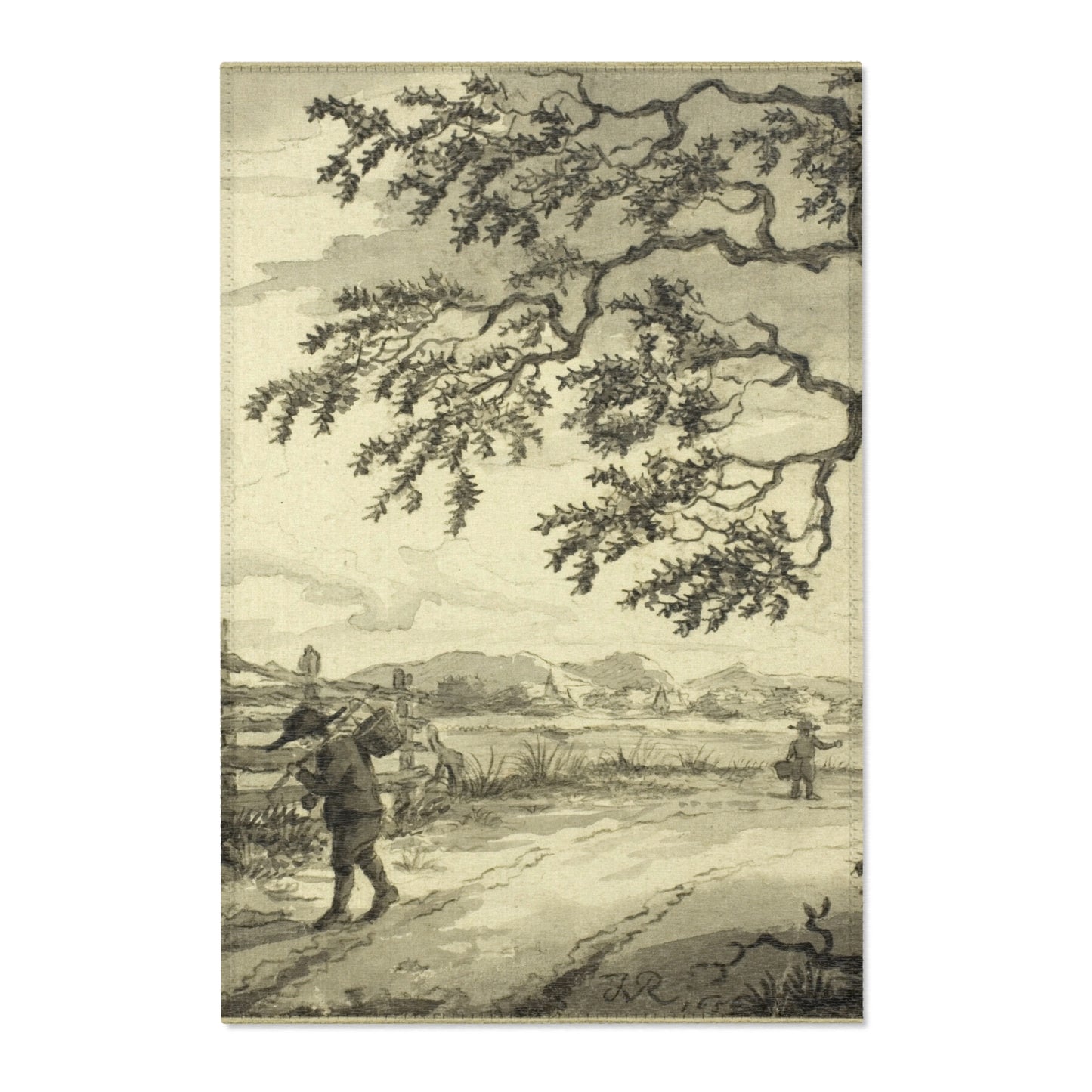 Style of Jacob van Ruisdael - Figures with Baskets on Road | Area Rug