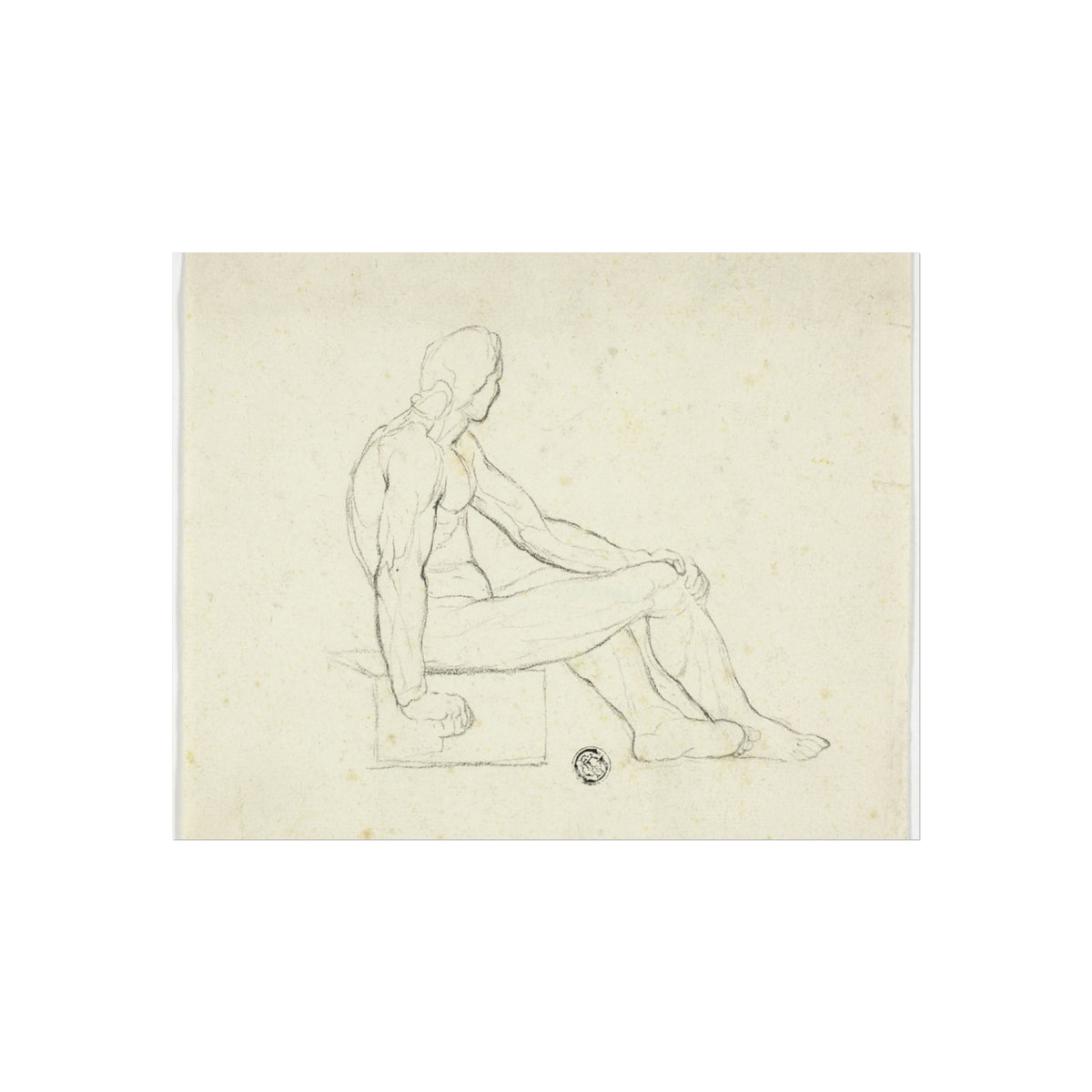Seated Male Nude (style of Jacques Louis David) Fine Art Poster