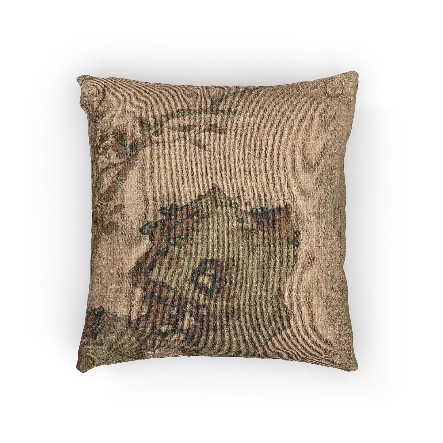 Birds on a Tree with Fruit and Autumn Foliage Woven Pillow