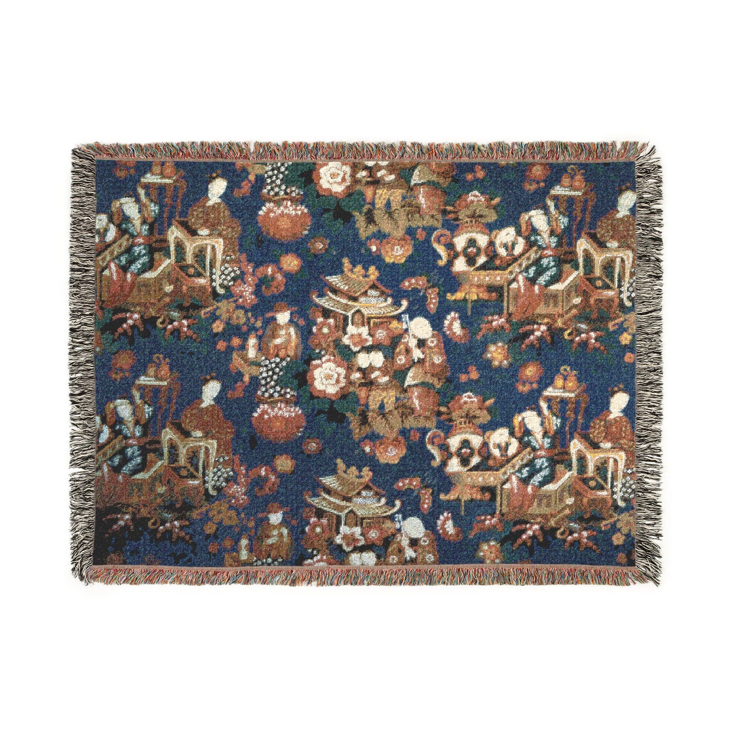 002_a-chinese-tea-party-furnishing-fabric | Woven Tapestry Blanket