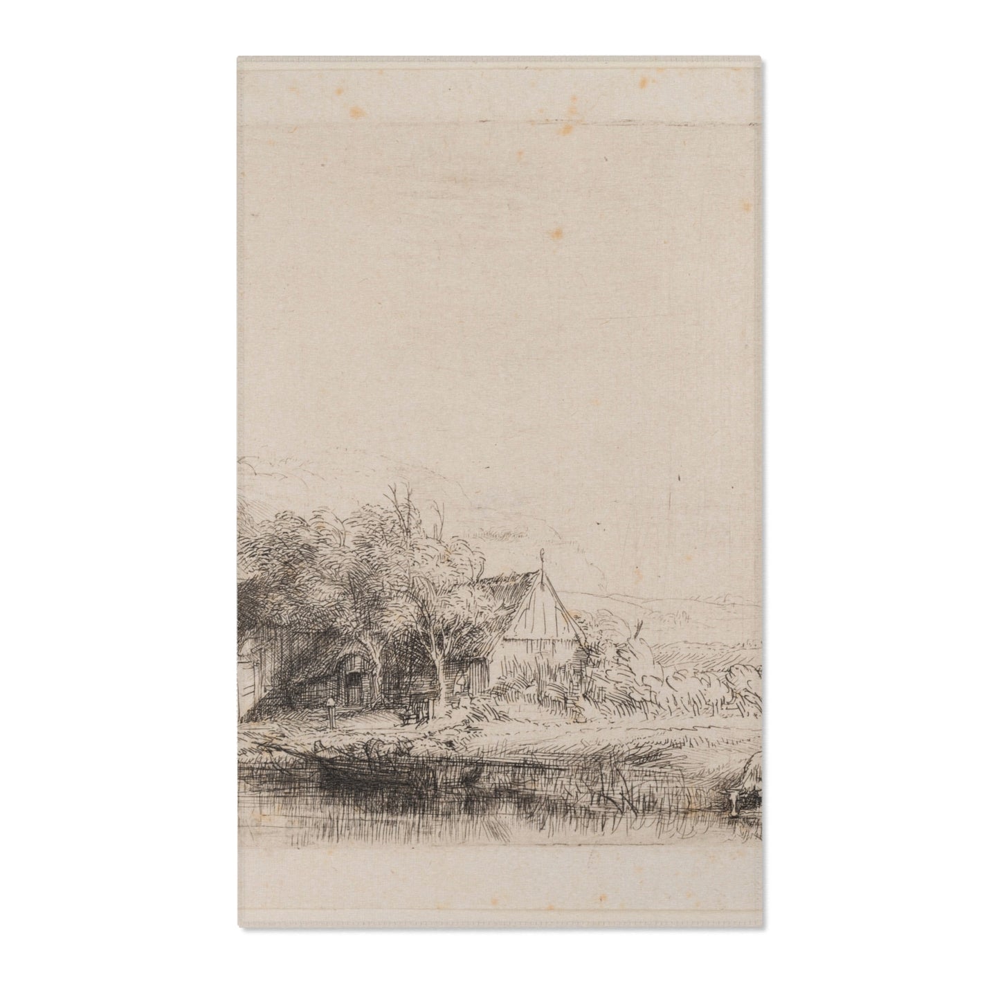 Rembrandt van Rijn - Landscape with a Cow Drinking | Area Rug