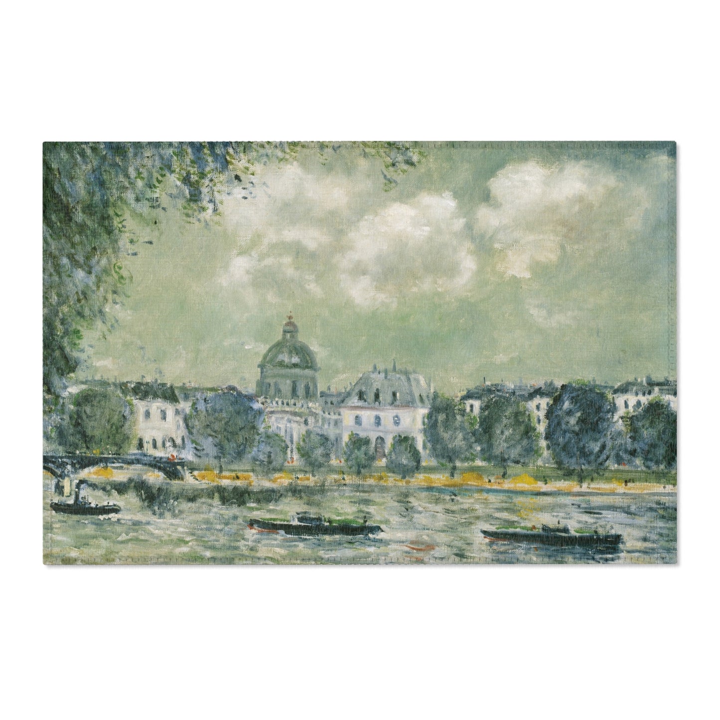 Alfred Sisley - Landscape along the Seine with the Institut de France and the Pont des Arts | Area Rug