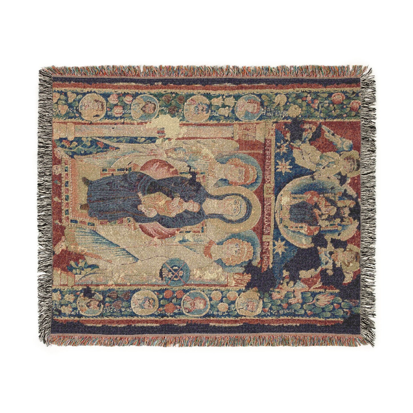 Icon of the Virgin and Child Woven Throw Blanket