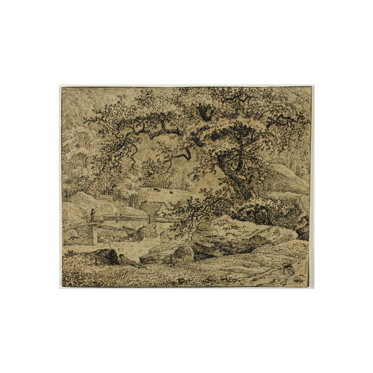 Jacob van Ruisdael - Landscape with Figure Resting Under Tree by Stream | Fine Art Poster