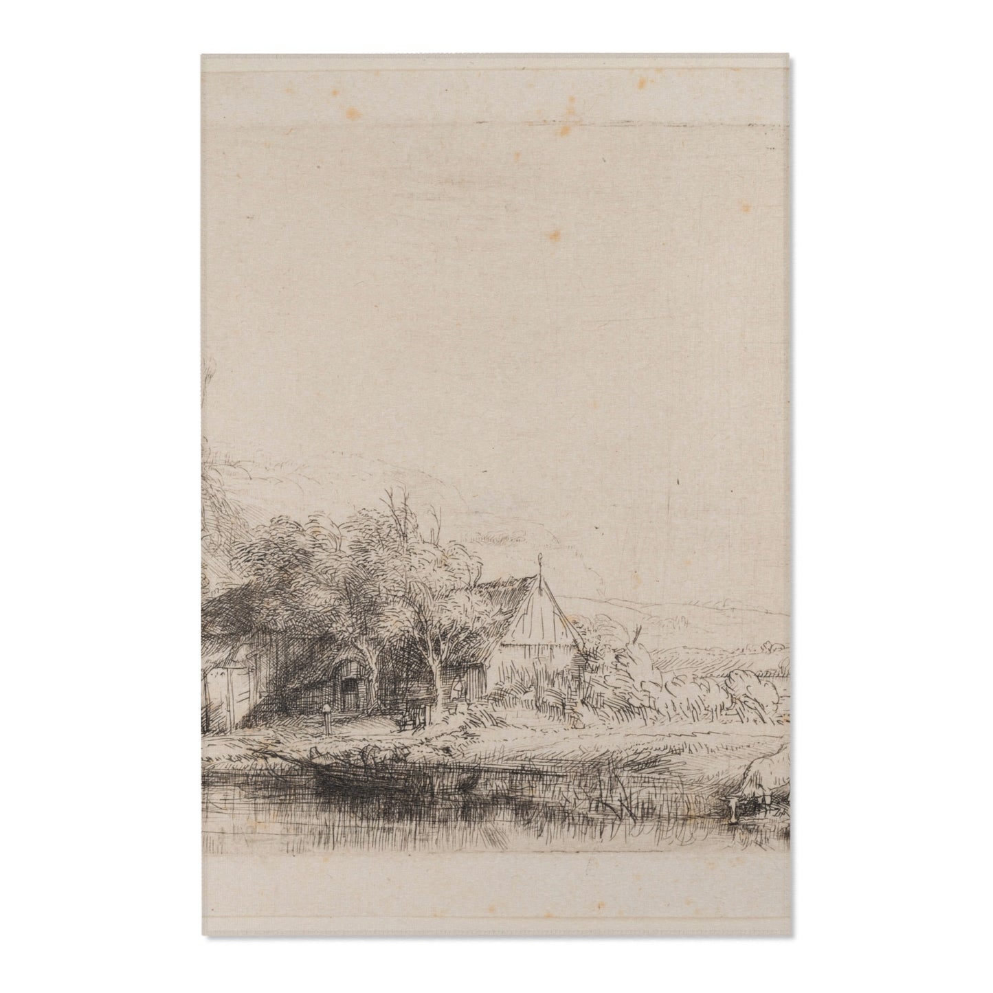 Rembrandt van Rijn - Landscape with a Cow Drinking | Area Rug