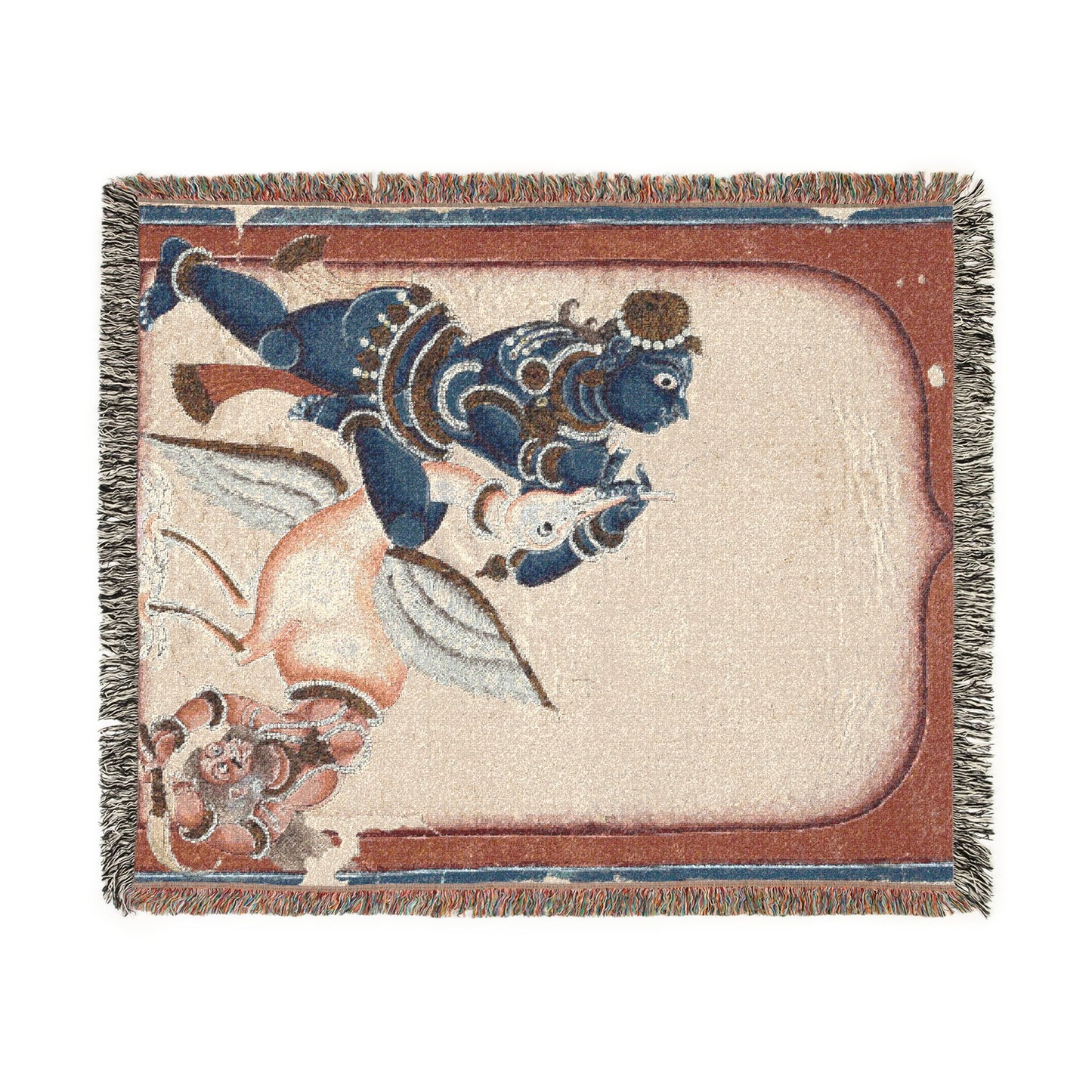 Krishna Vanquishing the Crane-Demon Bakasura Woven Throw Blanket