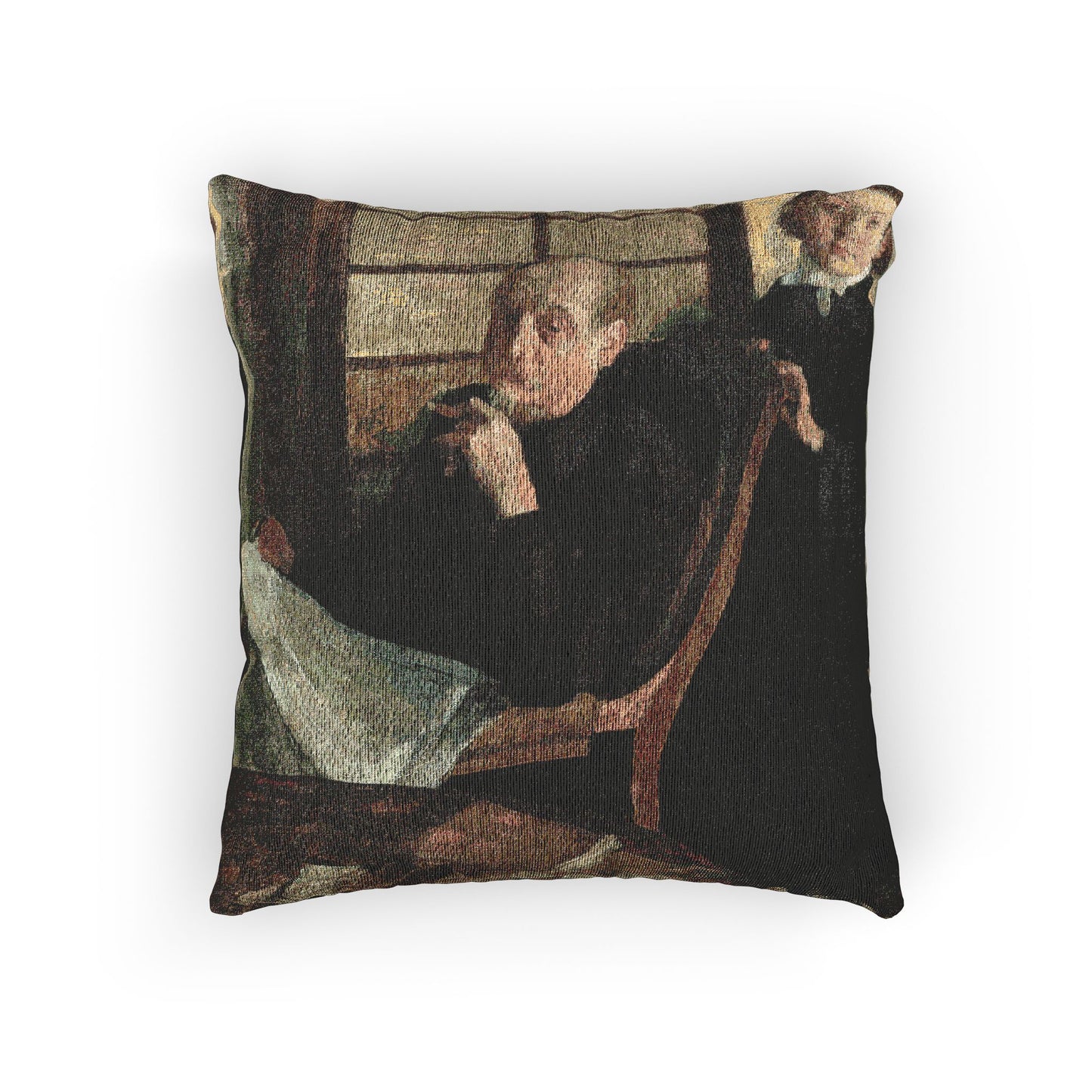 Hilaire Germain Edgar Degas - Henri Degas and His Niece Lucie Degas (The Artist's Uncle and Cousin) | Woven Pillow