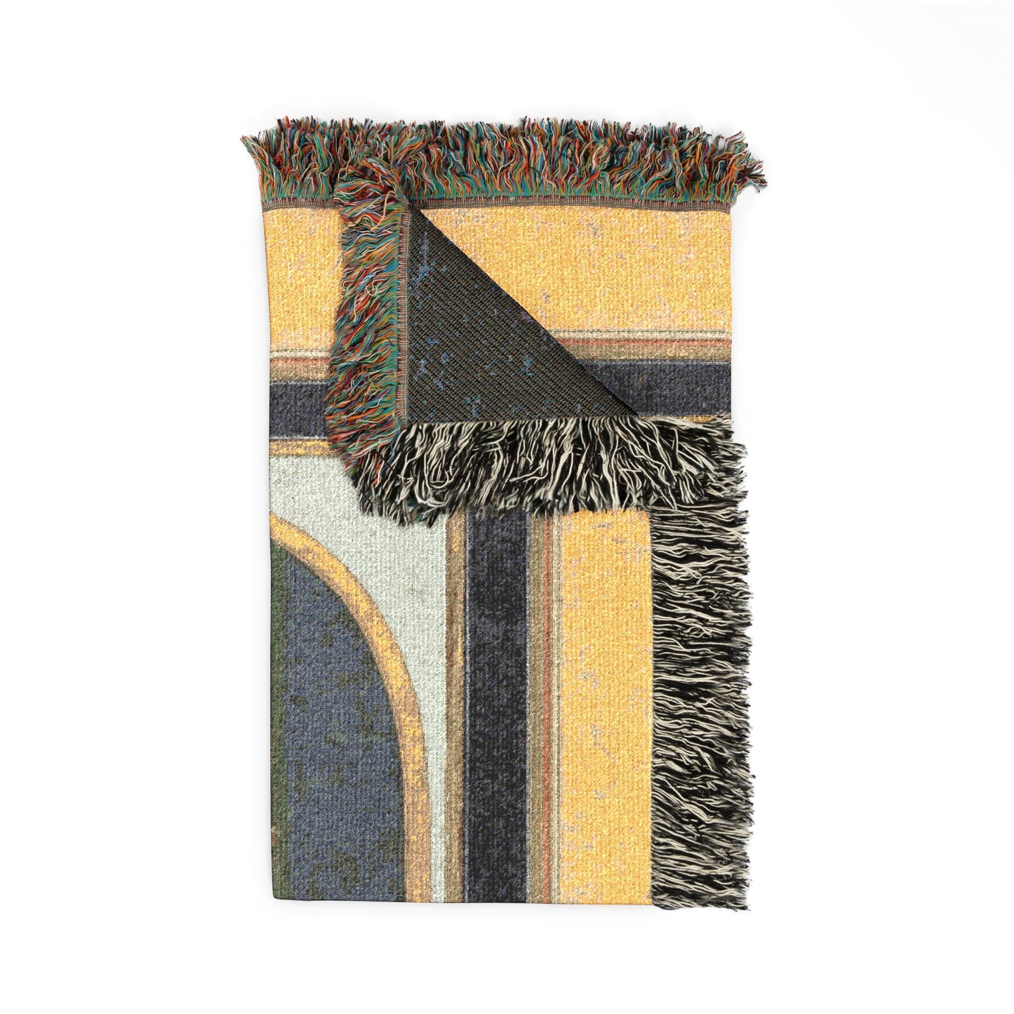 Court Lady Pouring Wine (recto); Calligraphy of Lyrical Quatrains (verso) Woven Throw Blanket