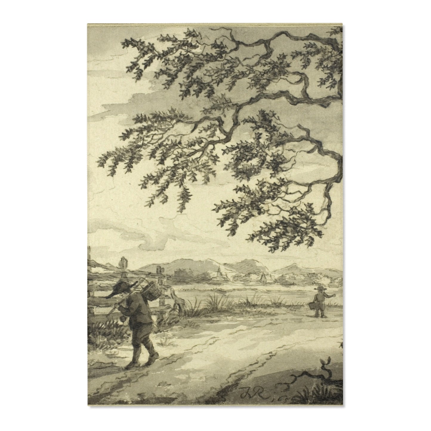 Style of Jacob van Ruisdael - Figures with Baskets on Road | Area Rug