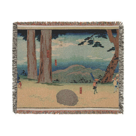 Nissaka: The Night-Weeping Stone at Sayo no Nakayama, from the series The Fifty-Three Stations of the Tōkaidō Woven Throw Blanket
