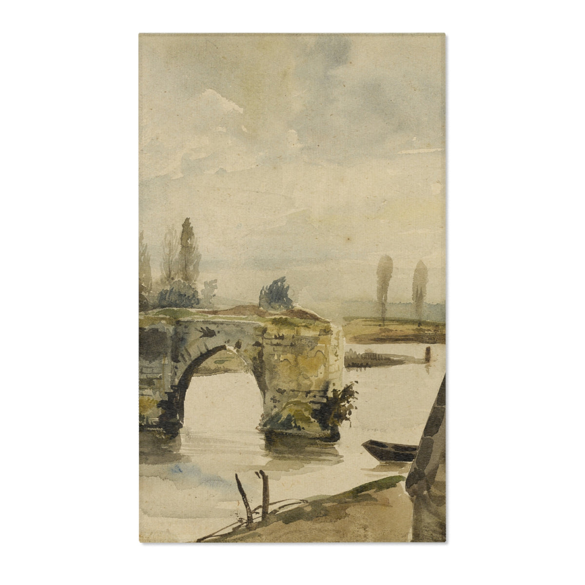 The Old Bridge at Mantes — Delacroix Area Rug