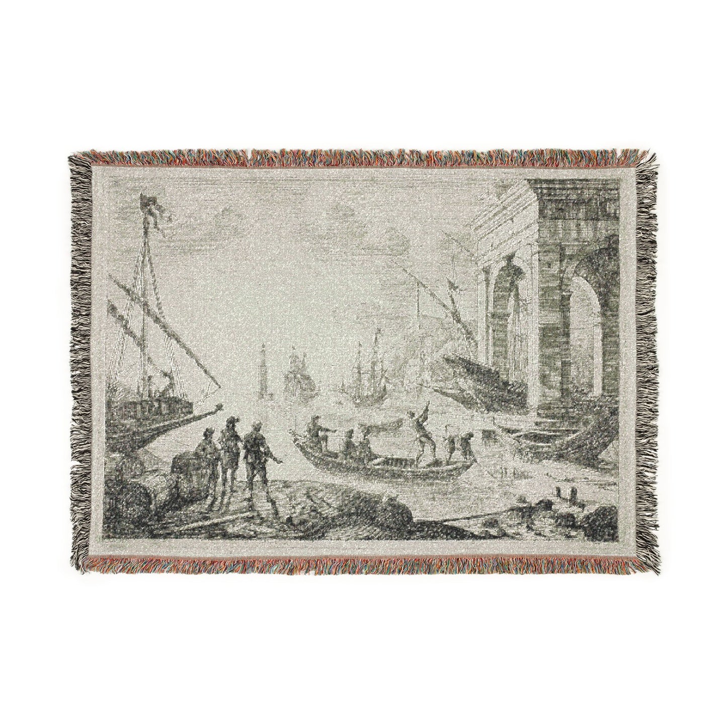 Claude Lorrain - Harbor Scene with a Lighthouse | Woven Tapestry Blanket