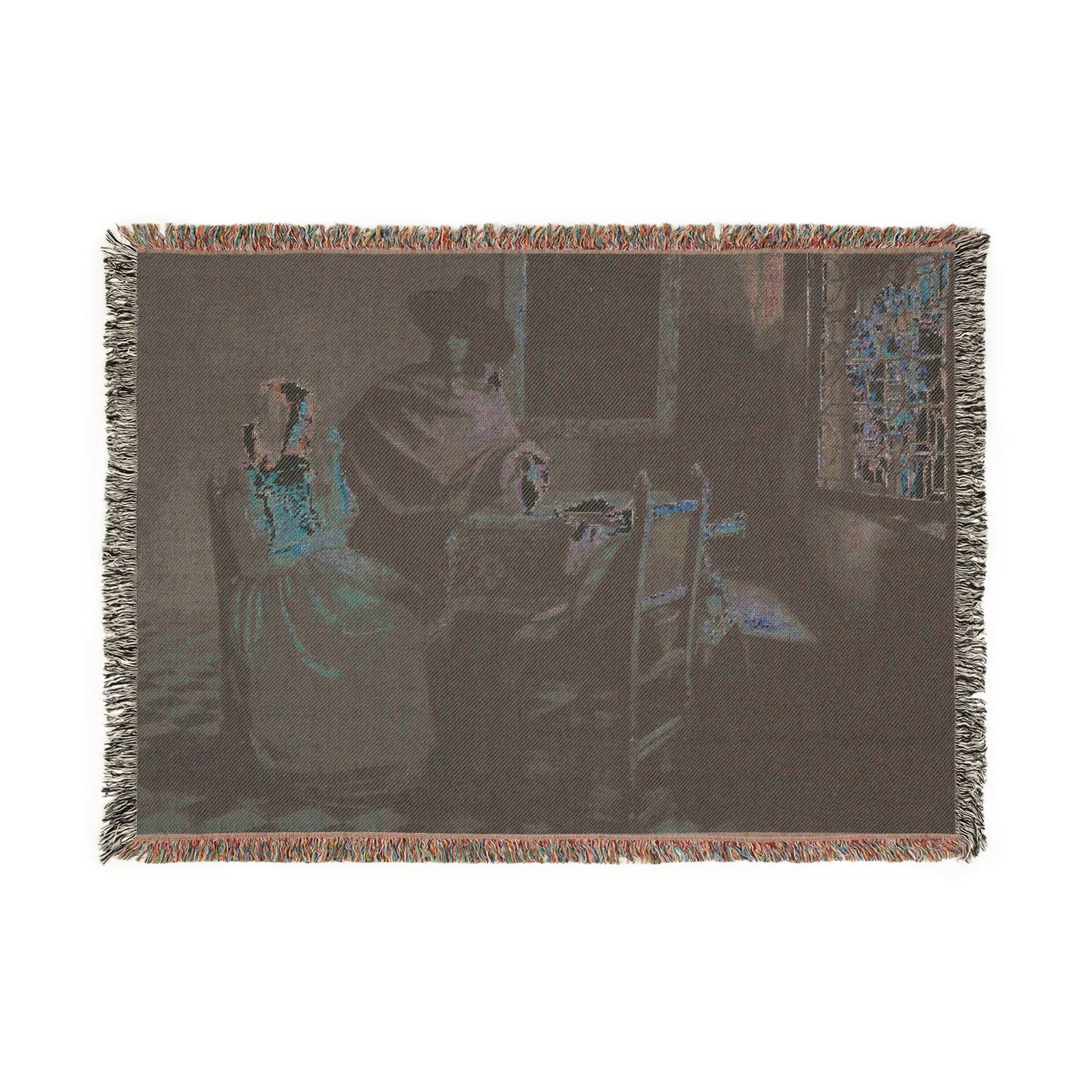 Jan Vermeer van Delft - The Glass of Wine - Google Art Project | Woven Tapestry Blanket