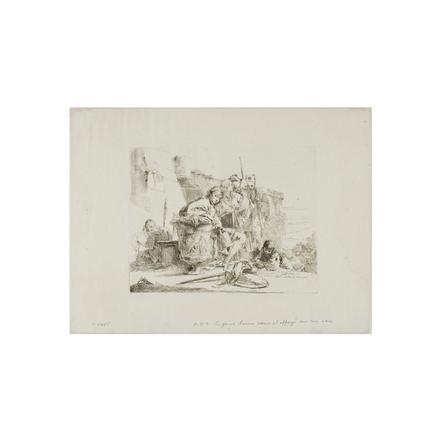 Giovanni Battista Tiepolo - Seated Youth Leaning Against an Urn, from Capricci | Fine Art Poster