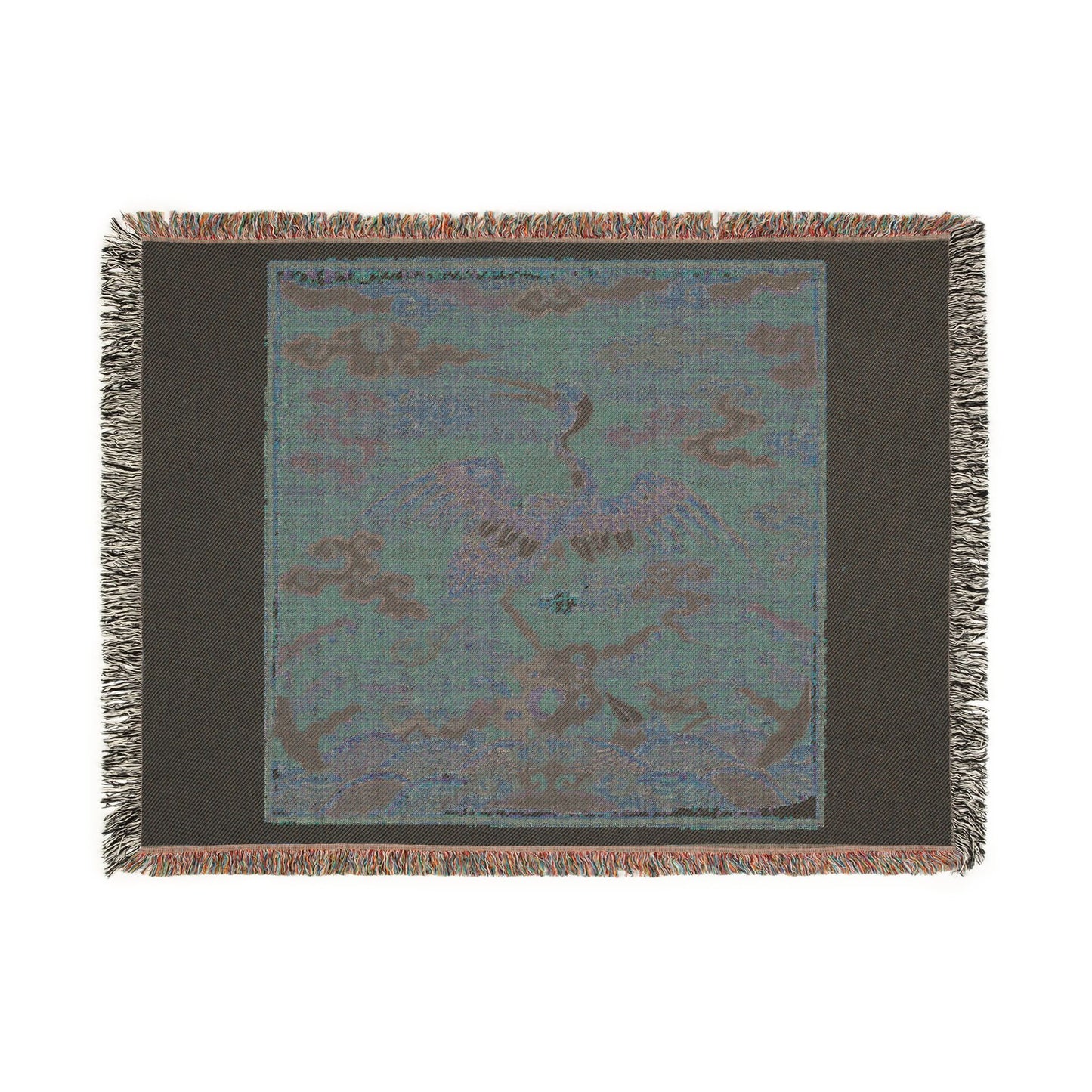 144_rank-badge-with-crane | Woven Tapestry Blanket