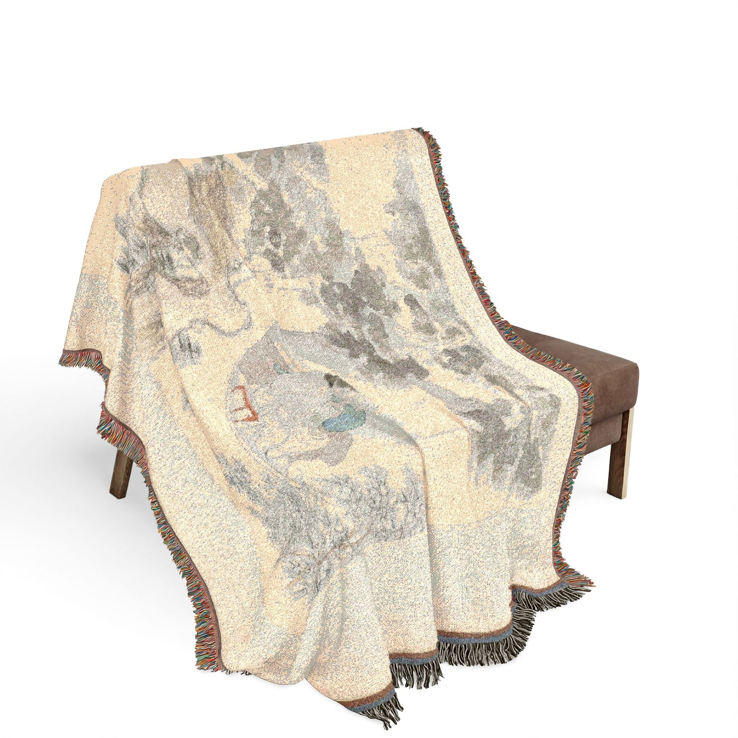 117_two-women-with-needlework-in-a-garden | Woven Tapestry Blanket