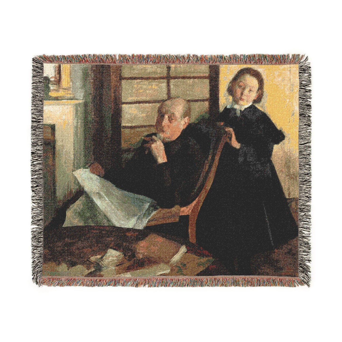 Hilaire Germain Edgar Degas - Henri Degas and His Niece Lucie Degas (The Artist's Uncle and Cousin) | Woven Tapestry Blanket